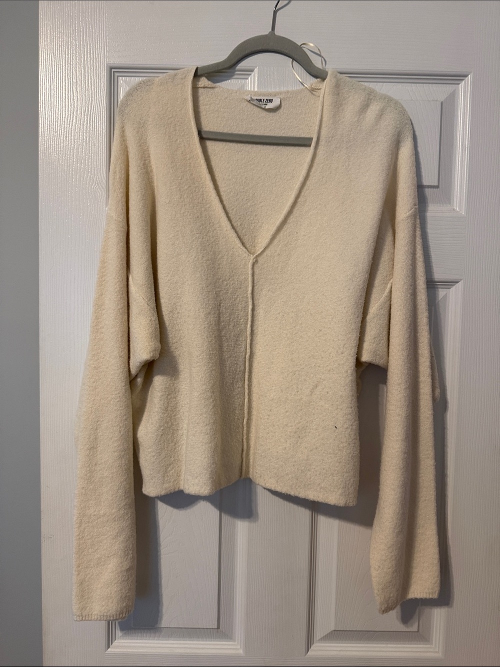 Double Zero Cream V-Neck Boxy Sweater